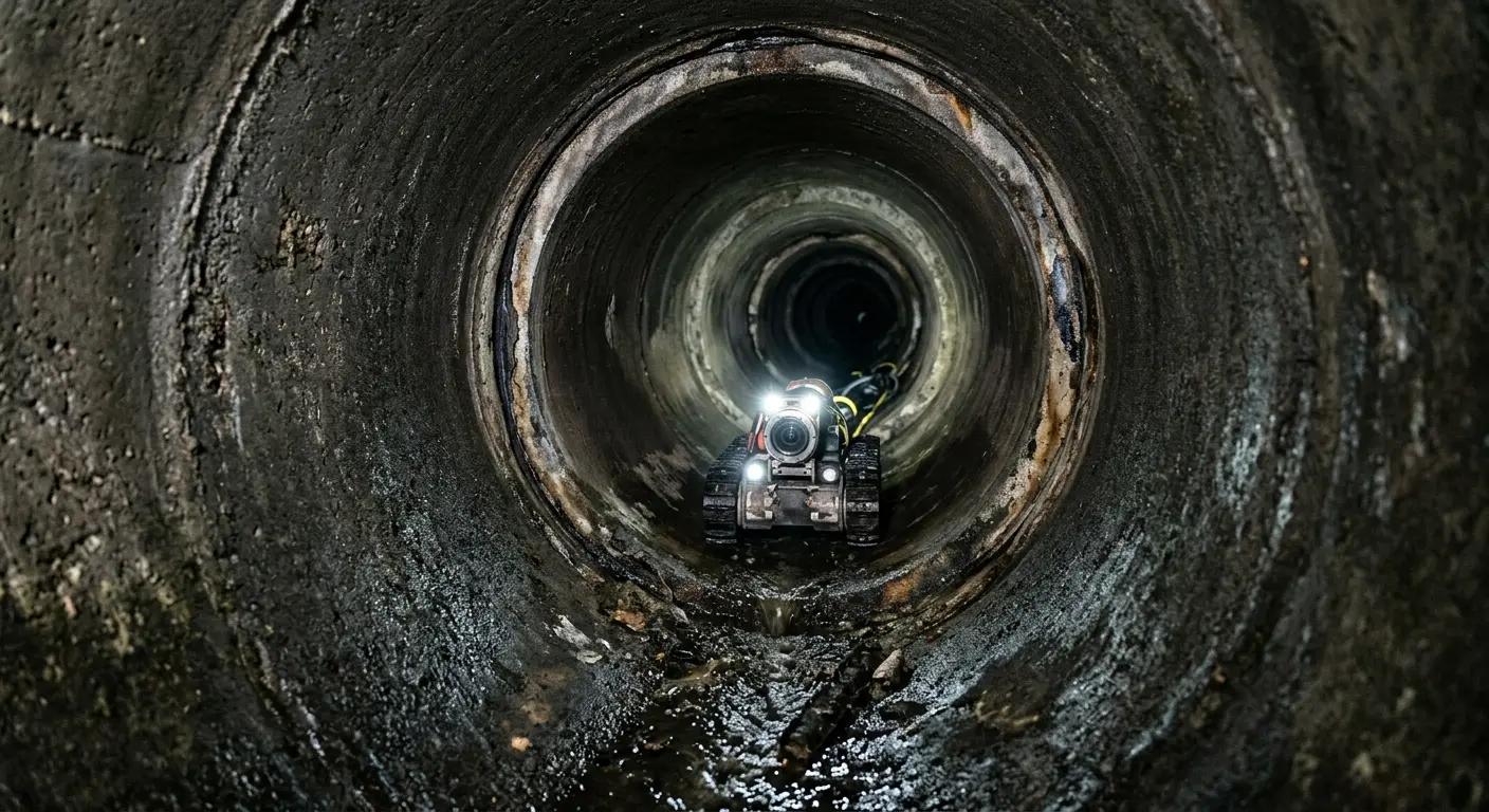 Robotic sewer camera inspecting pipe interior for Sewer Line Repair in Chester